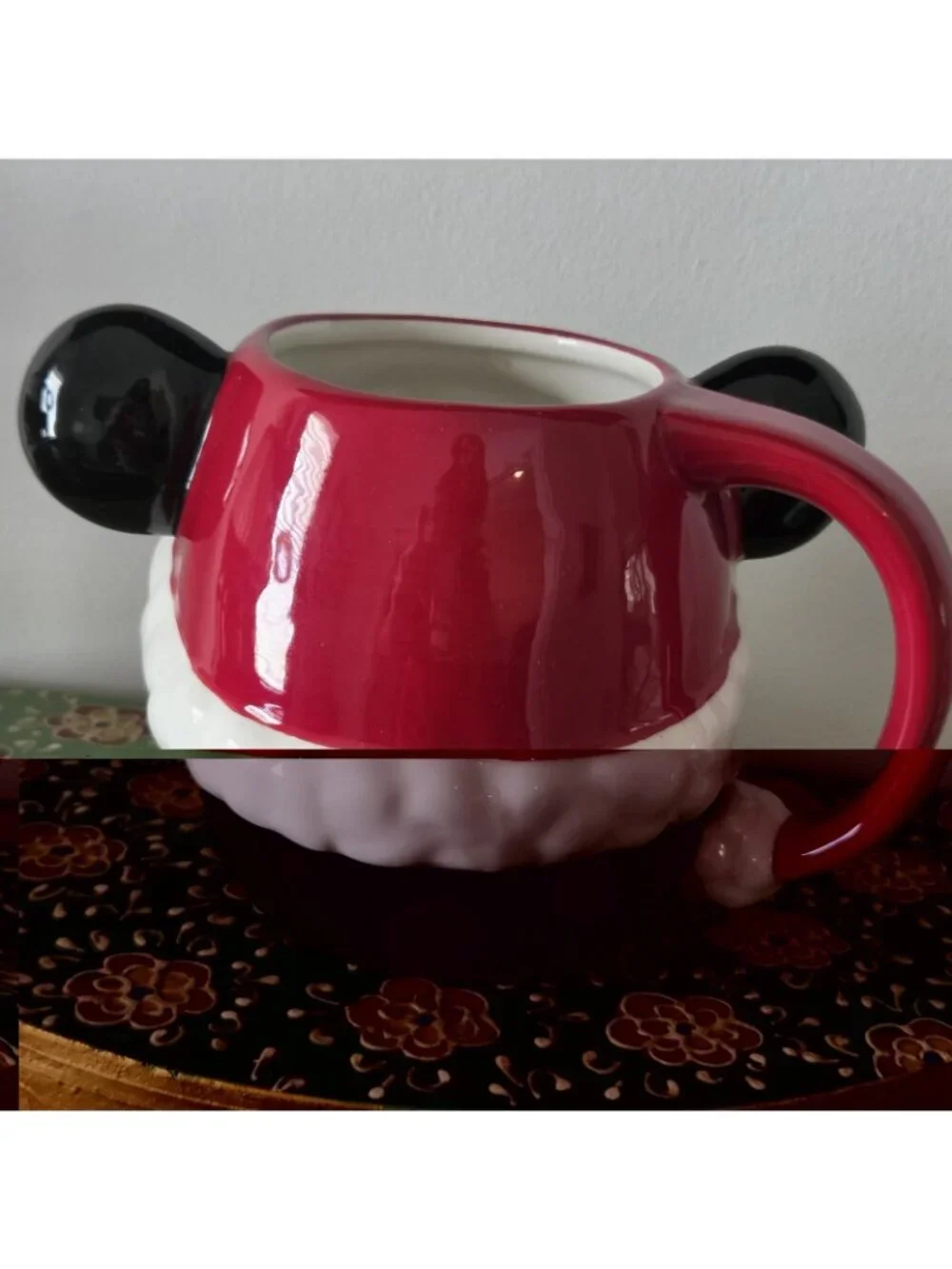Williams Sonoma Disney Santa Mickey Mouse 3D Face Christmas Coffee Mug